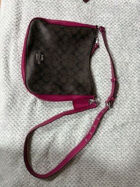 Coach Ellie File Bag Signature Canvas Crossbody Brown Violet